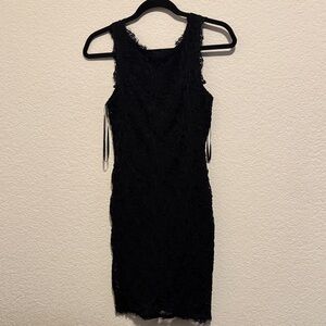 Vintage Chic Black Lace Mini Dress